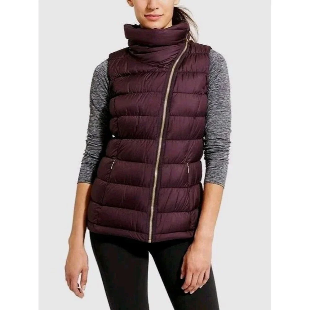 Workshop Puffy Vest Womens Medium Purple Quilted Asymmetric Fall Winter Gorpcore